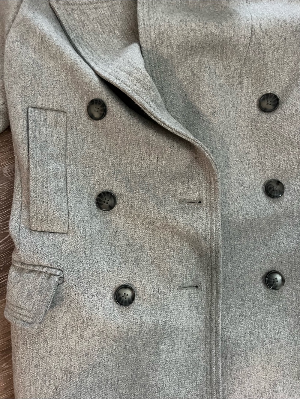 Banana Republic Womens XXS Petite Light Grey Wool Blend Double-Breasted Peacoat - Picture 14 of 15